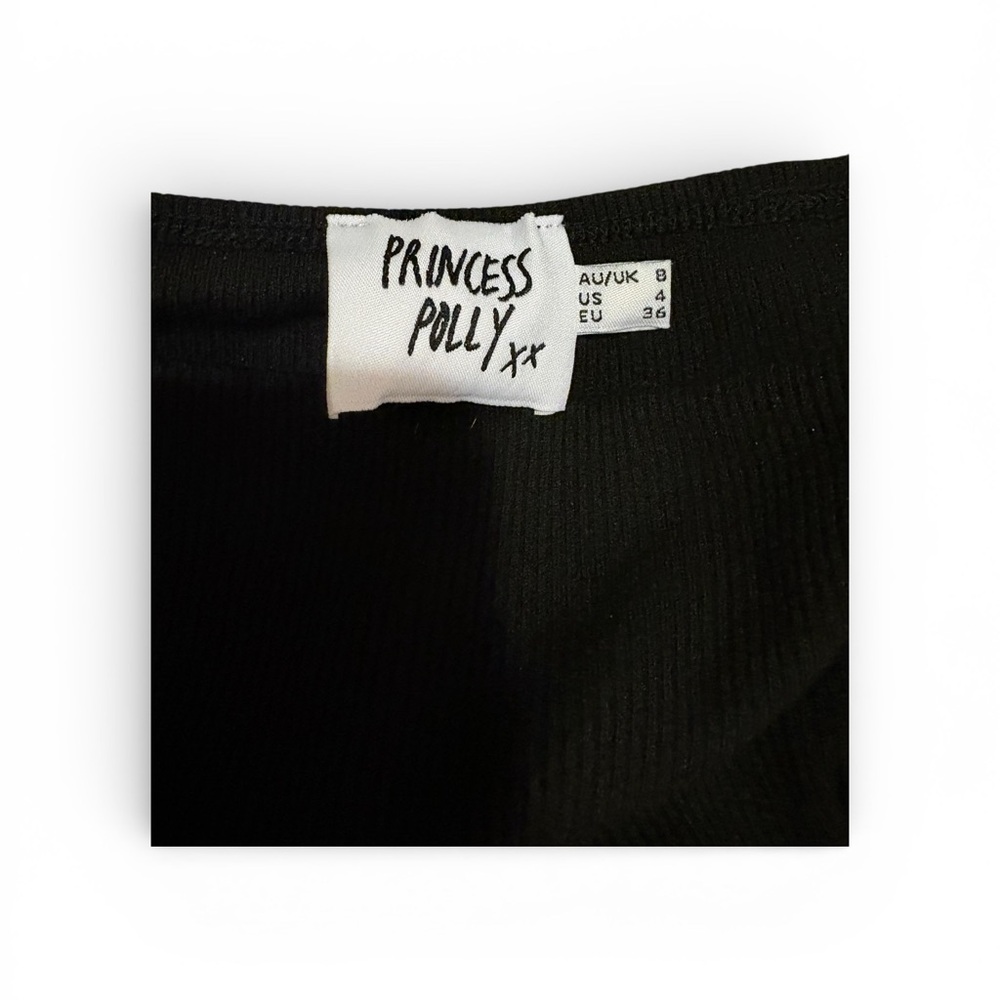Princess Polly Black Ribbed Crop Top - Picture 2 of 2
